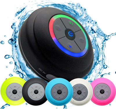 Bluetooth Waterproof Shower Speaker with Suction Cup & Colorful Lights