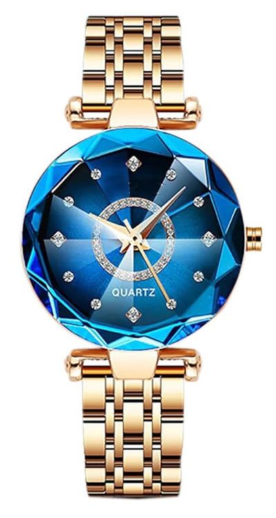Crystal Diamond Quartz Analog Luminous Waterproof Stainless Steel Watch