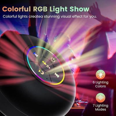 Bluetooth Waterproof Shower Speaker with Suction Cup & Colorful Lights